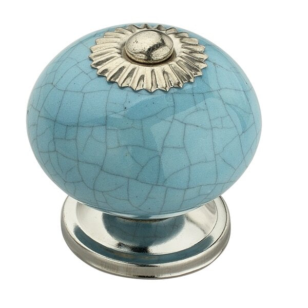 Mascot Hardware Crackled Round 1-29/50 in. Light Blue Cabinet Knob (Pack of 10)