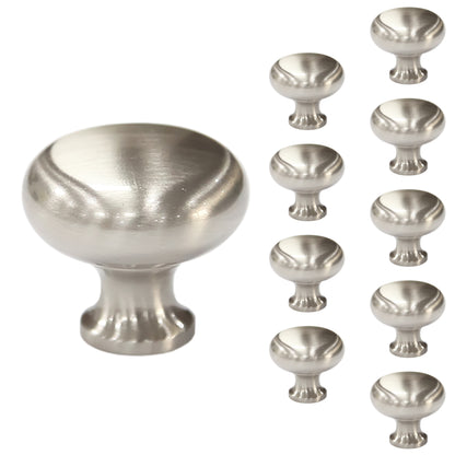 Mushroom 1-1/5 in. Satin Nickel Round Cabinet Knob (10-Pack)