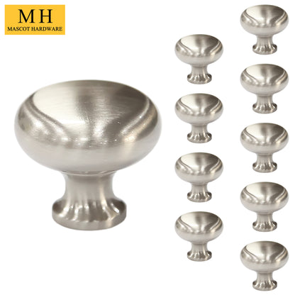 Mushroom 1-1/5 in. Satin Nickel Round Cabinet Knob (10-Pack)
