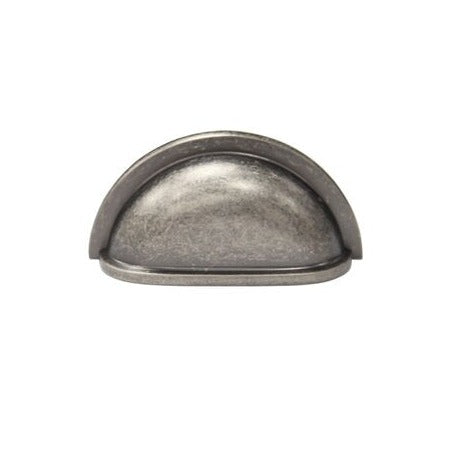 Shell 3 in. (76mm) Antique Pewter Cup Drawer Pull (8-Pack)