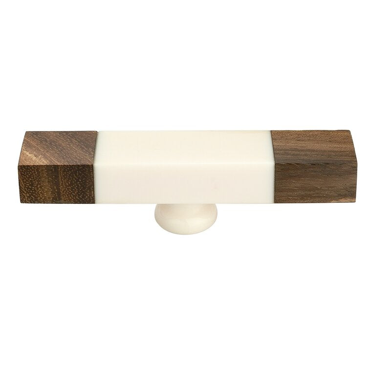 Mascot Hardware White Architecture 3-5/7 in. White & Brown Drawer Cabinet Knob (Pack of 10)