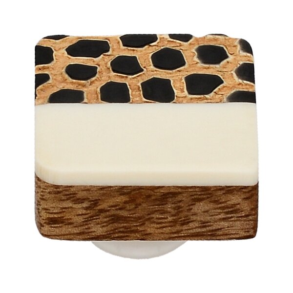 Mascot Hardware Stone Pattern 1-1/3 in. White Half & Half Square Drawer Cabinet Knob