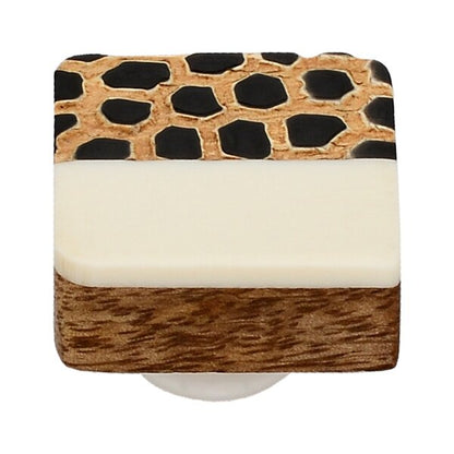 Mascot Hardware Stone Pattern 1-1/3 in. White Half & Half Square Drawer Cabinet Knob