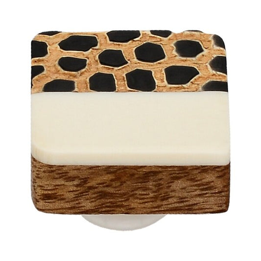 Mascot Hardware Stone Pattern 1-1/3 in. White Half & Half Square Drawer Cabinet Knob