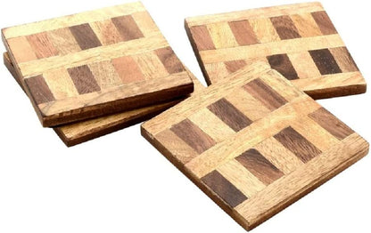 Mascot Hardware Checkered Diagonal  Wooden Coasters Set of 4