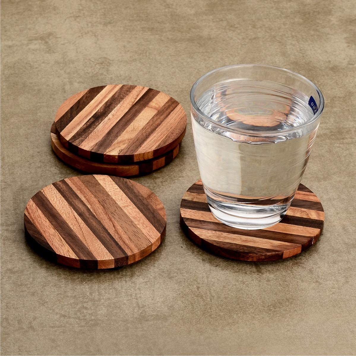Mascot Hardware Knuckled 4 Pieces Wood Coaster Set CTR020