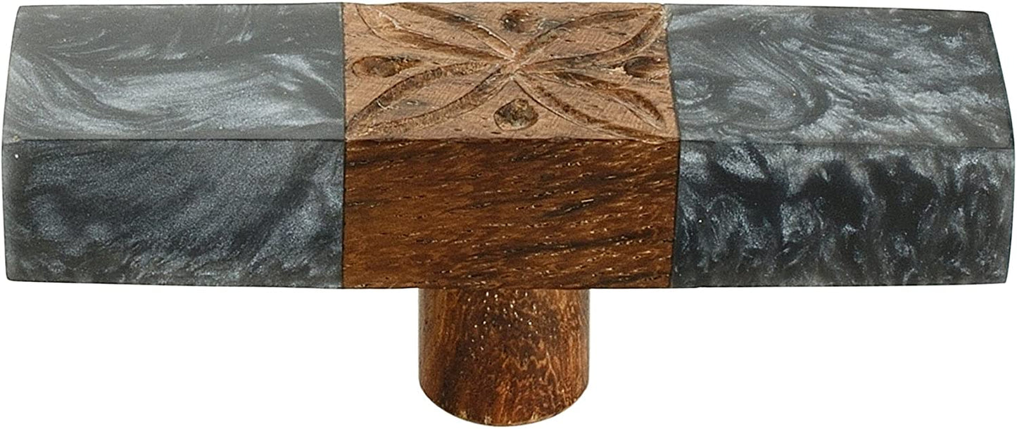 Mascot Hardware Fusion 3 in. Marble Effect with Wood Drawer Cabinet Knob