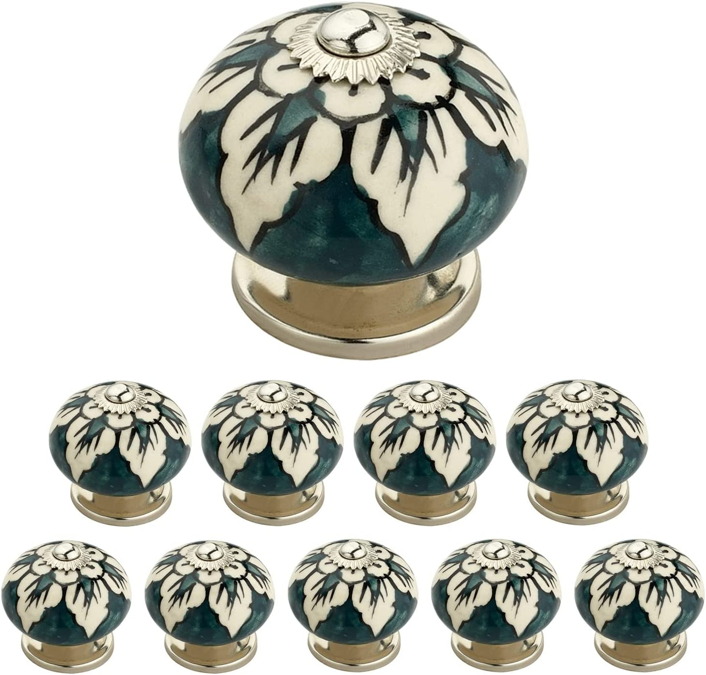 Grassed 1-2/3 in. Green & White Cabinet Knob (Pack of 10)