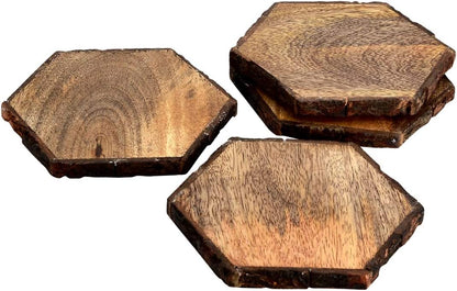 Mascot Hardware Log Cut 4 pieces Multi Shape Wooden Coasters (Set Of 4)