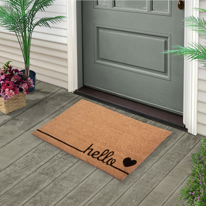 Be Happy Natural Coir Doormat with Non-Slip 28 in. x 18 in. Outdoor/Indoor