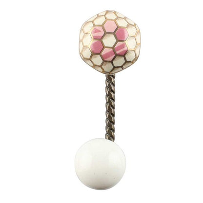 Mascot Hardware Hexagon Ceramic 3-7/9 in. Pink & Gold Single Hook