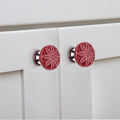 Mascot Hardware Aster 1-3/5 in. Maroon Drawer Cabinet Knob