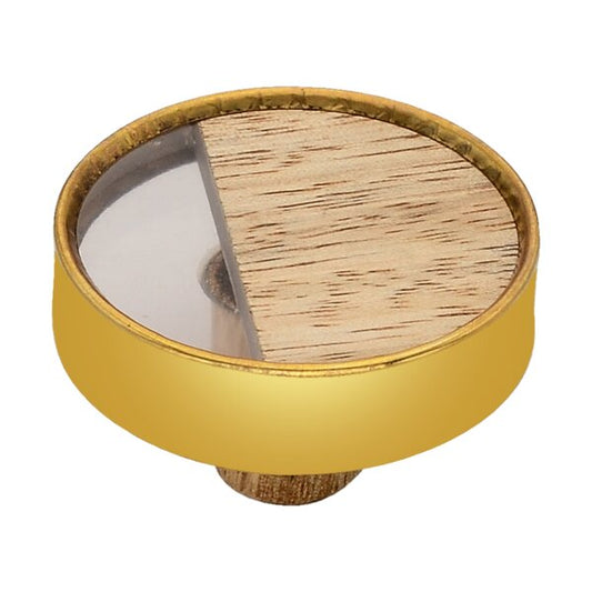 Athena 1-3/5 in. Pear Wood & Clear Glass Cabinet Knob