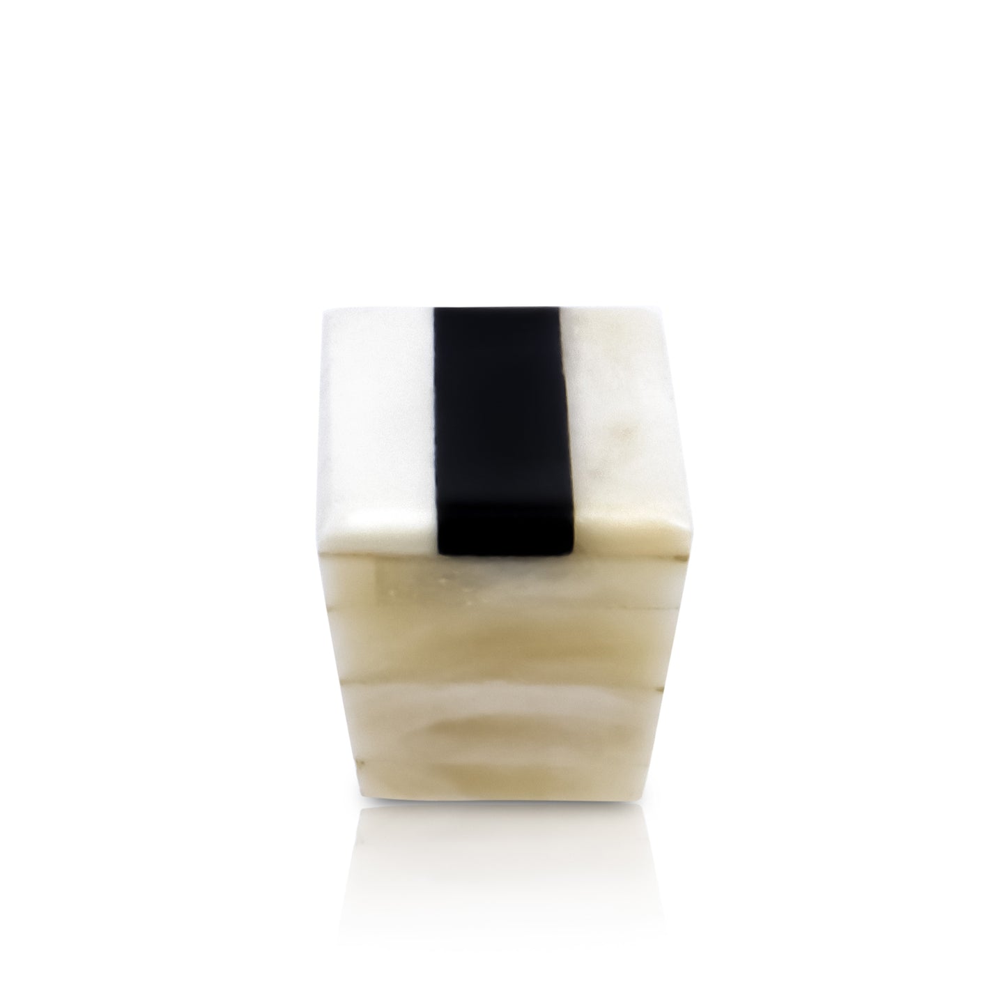 Mascot Hardware Trapezium 1-1/2 in. Black Stripe Over Cream Base Cabinet Knob