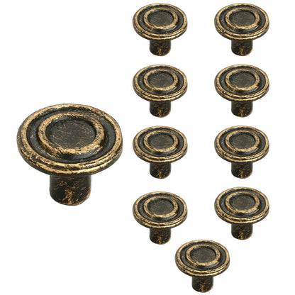Mascot Hardware Ringed 1-1/2 in. Antique Brass Patina Cabinet Knob (Pack of 10)