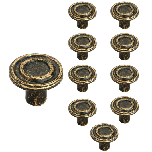 Mascot Hardware Ringed 1-1/2 in. Antique Brass Patina Cabinet Knob (Pack of 10)