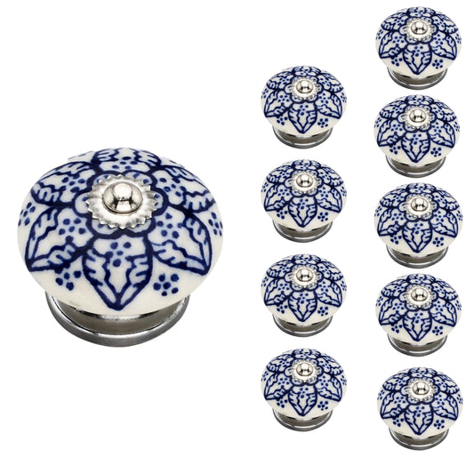 Mascot Hardware Leafy Washed 1-1/2 in. Blue Cabinet Knob (Pack of 10)