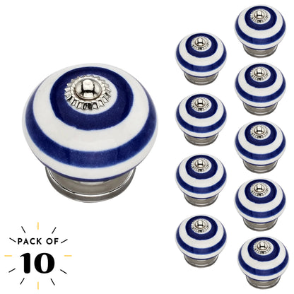 Mascot Hardware Ringed 1-4/7 in. Blue Round Cabinet Knob (Pack of 10)