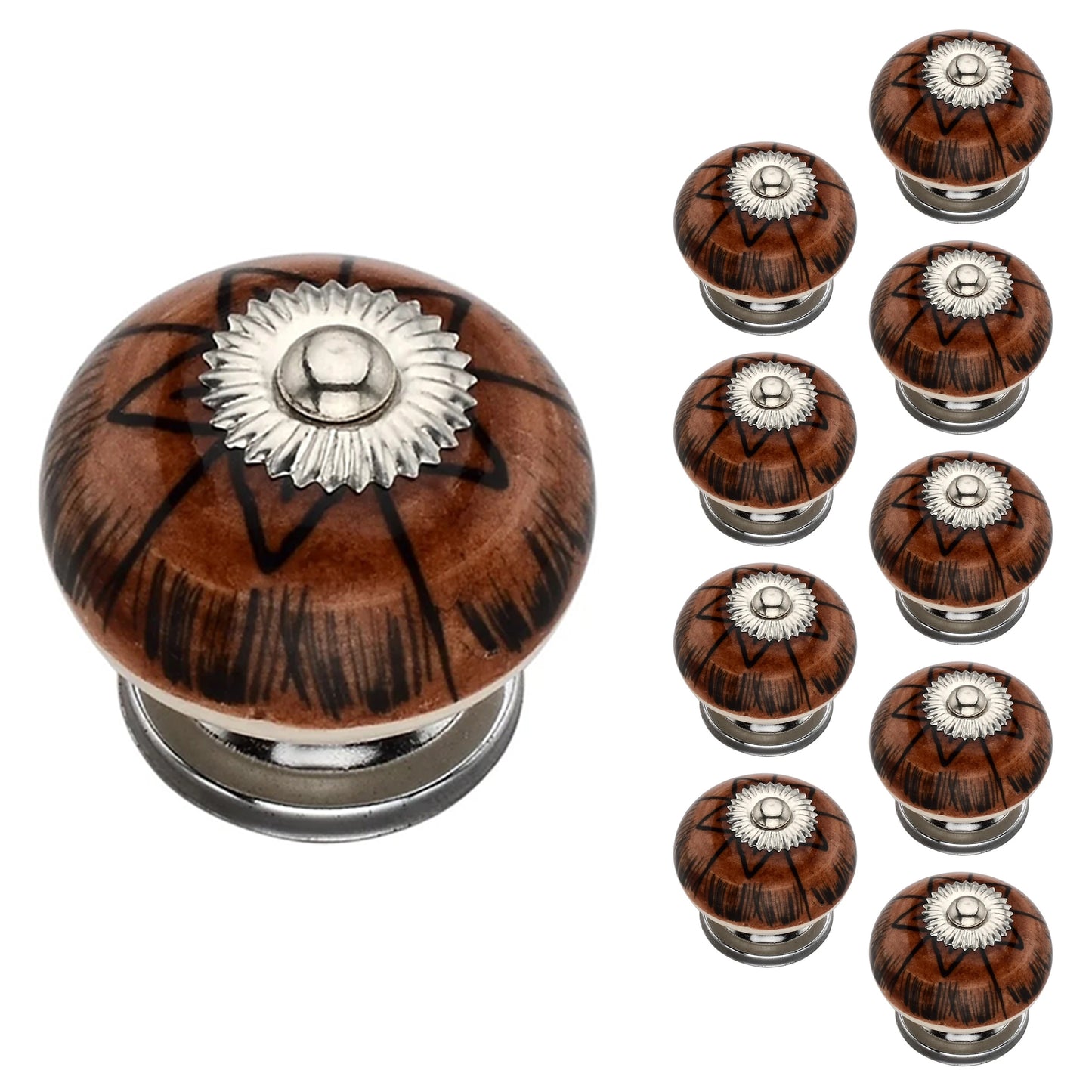 Mascot Hardware Calico 1-4/7 in. Brown & Yellow Drawer Cabinet Knob