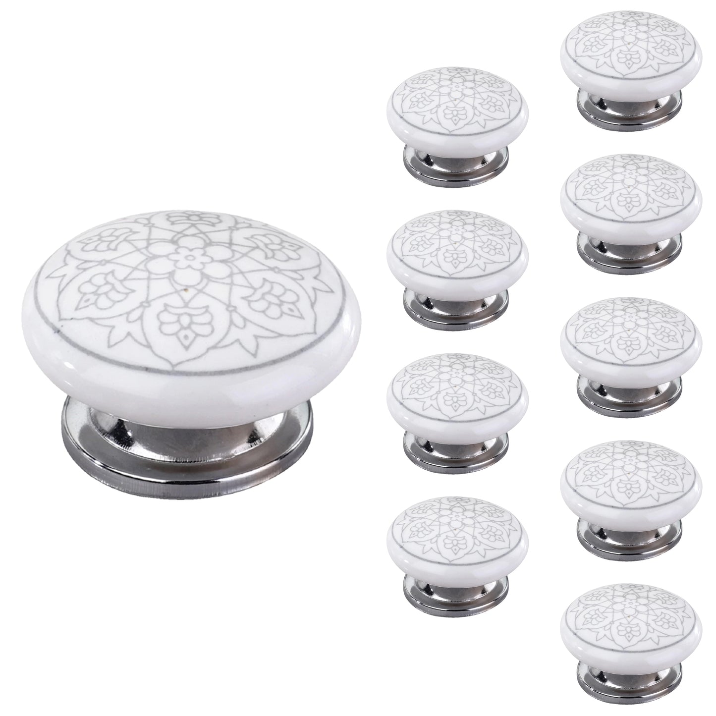 Mascot Hardware 1-3/5 in. Grey Design Cabinet Knob (Pack of 10)