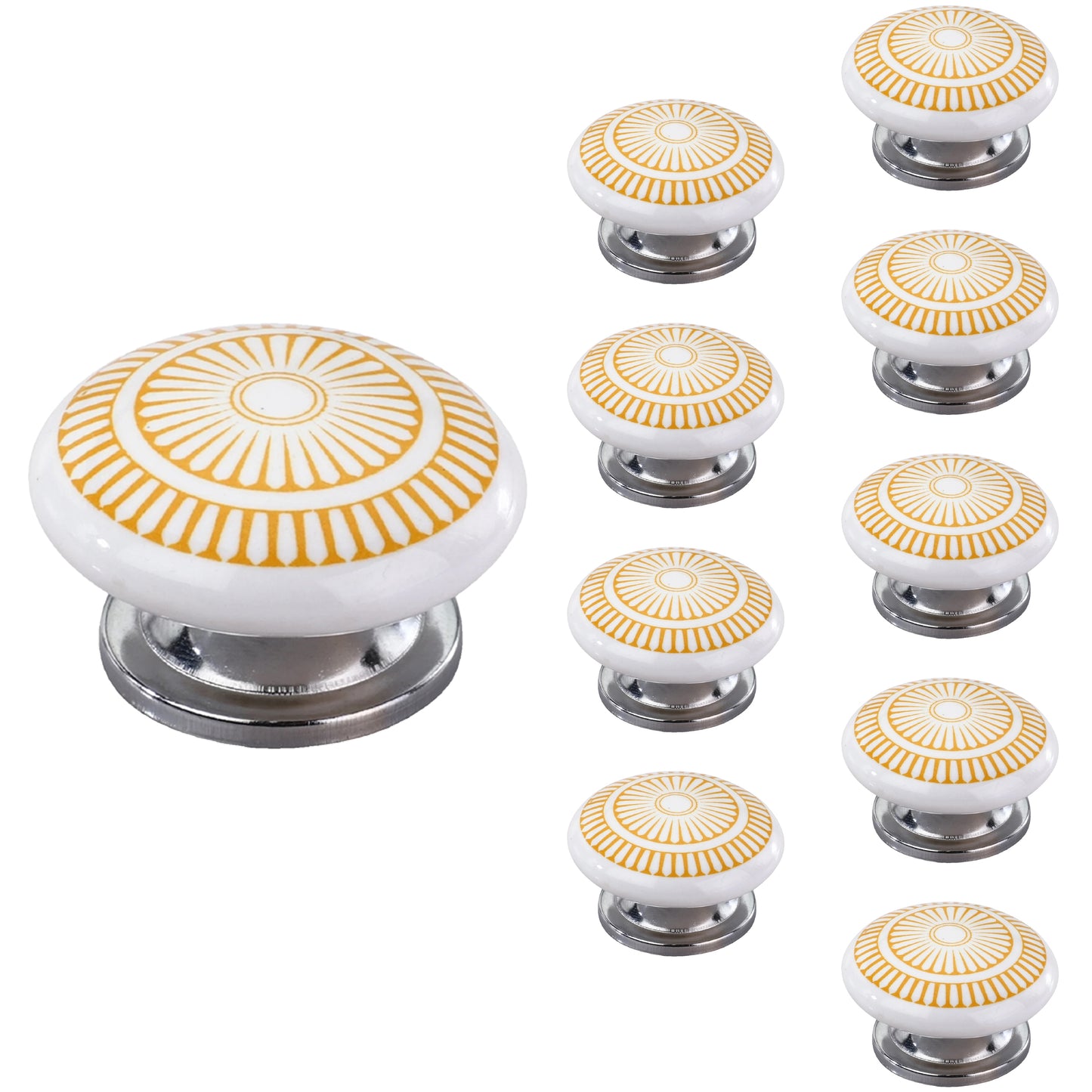 Mascot Hardware Cobble Rosette 1-3/5 in. Yellow, Grey Cabinet Knob (Pack of 10)