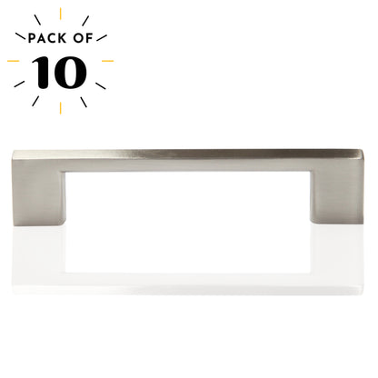 Flat Bar 3-3/4 in. (96mm) Satin Nickel Drawer Pull (10-Pack)