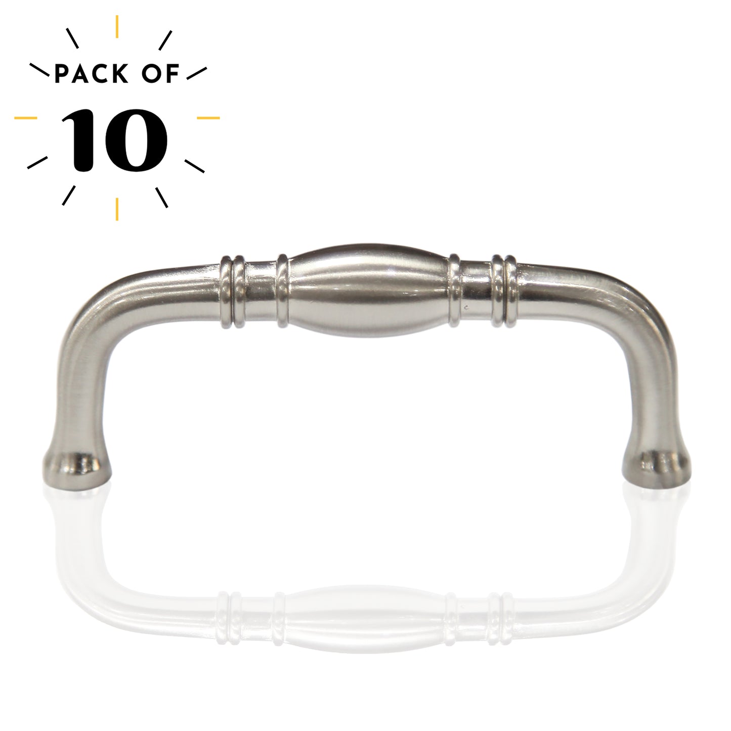 Traditional 3 in. (76mm) Satin Nickel Drawer Pull (10-Pack)