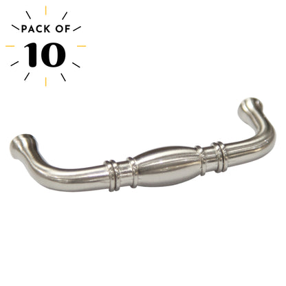 Traditional 3 in. (76mm) Satin Nickel Drawer Pull (10-Pack)