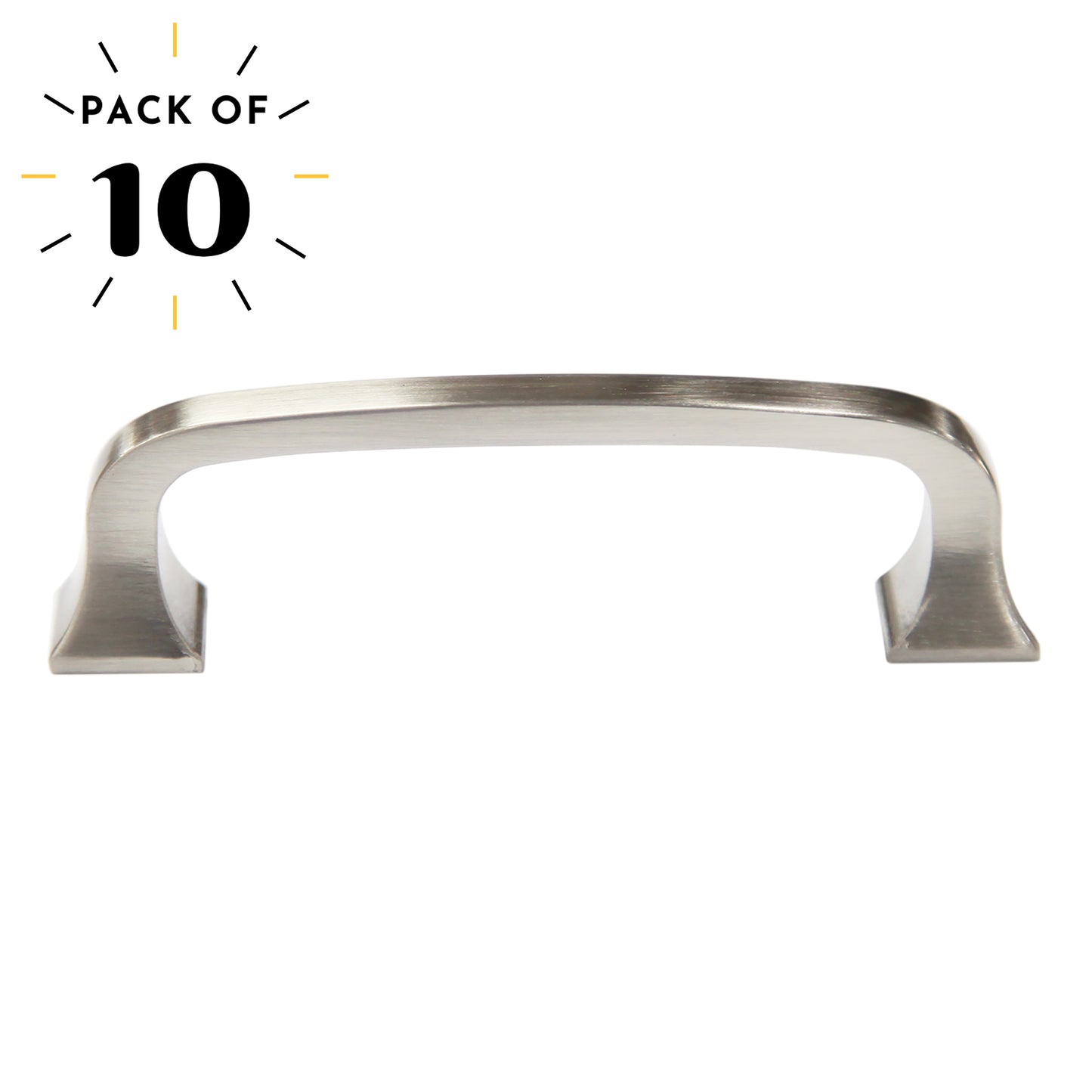 Square Base 3 in. (76mm) Satin Nickel Drawer Pull (10-Pack)