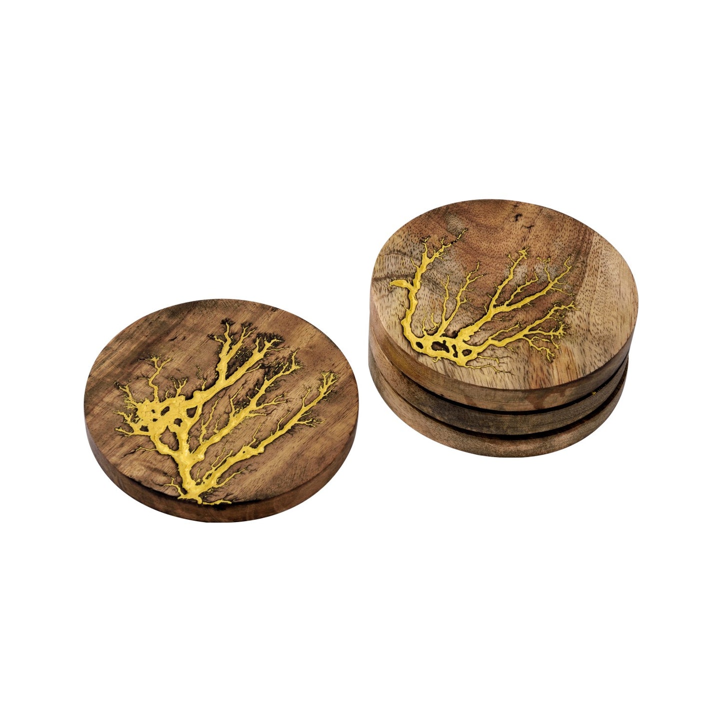 Mascot Hardware Thunder Crack Wooden Coaster (Set of 4)