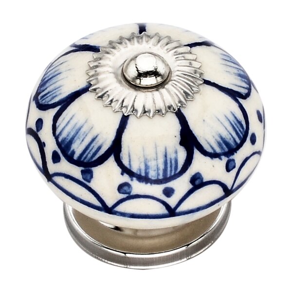 Mascot Hardware Camellia Washed 1-4/7 in. Blue Cabinet Knob (Pack of 10)