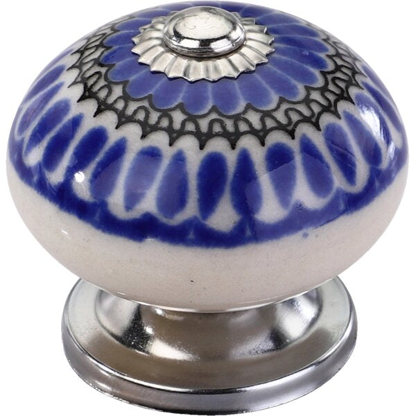 Candlenut 1-3/5 in. Blue Leaves Cabinet Knob