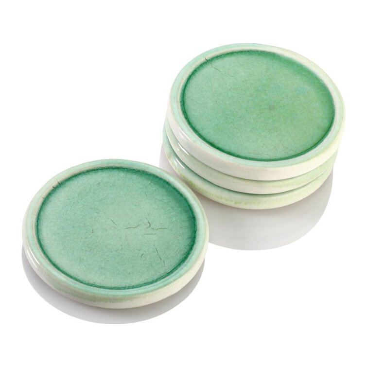 Mascot Hardware Ceramic Round Green Coaster Set of 4