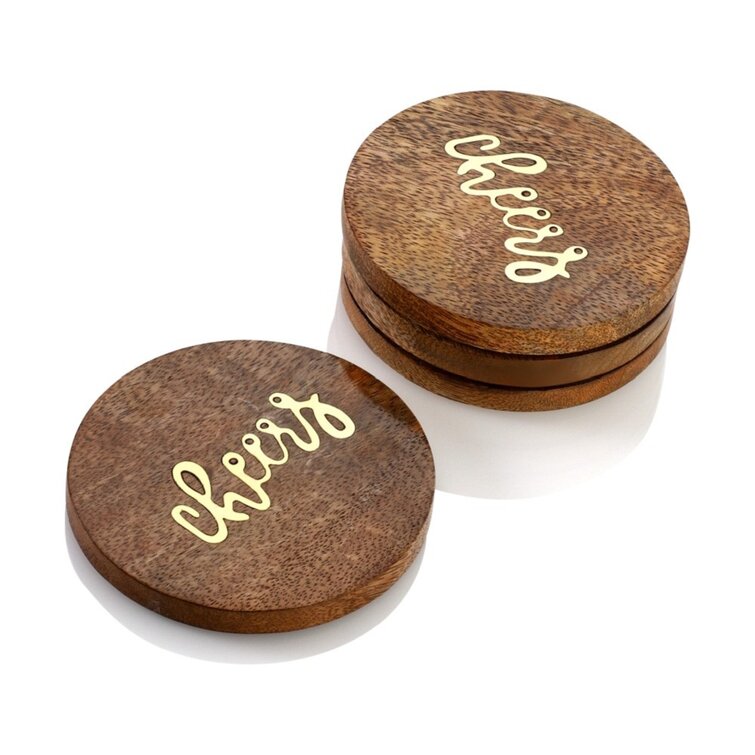 Mascot Hardware Cheers 4 pieces Wooden Coaster Set