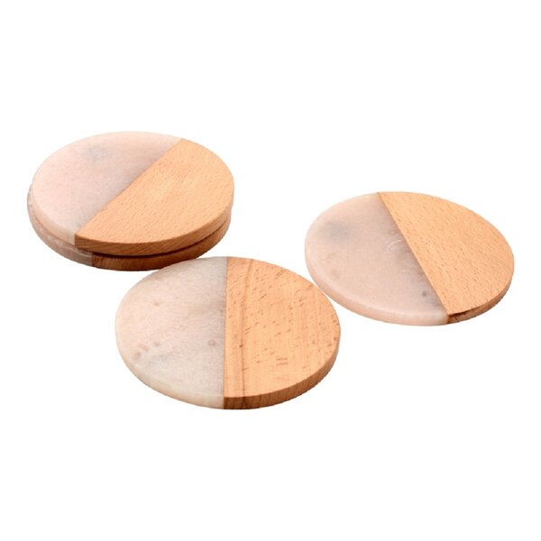 Mascot Hardware Fusion Wood and Marble Effect 4 pieces Coaster Set