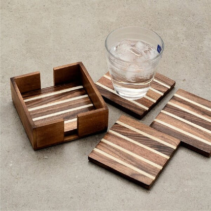 Mascot Hardware Beautiful Square Diagonal Wood Coaster (Set of 4)