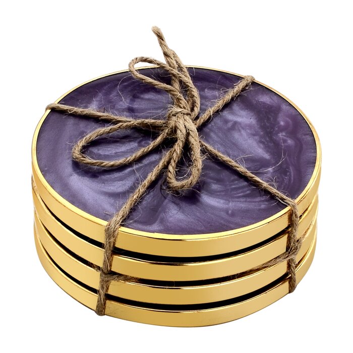 Mascot Hardware Smoky Effect Wooden 4 pieces Coaster Set