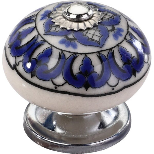 Concord 1-3/5 in. Blue Leaves Cabinet Knob