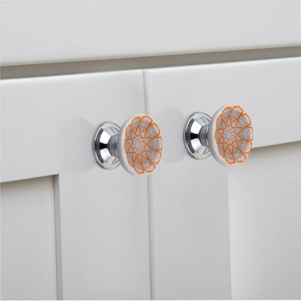 Mascot Hardware Square Grid 1-4/7 in. Orange Cupped Drawer Cabinet Knob