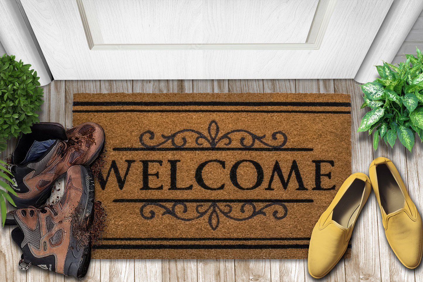 Welcome,  Natural Coir 30'' x 18'' Non slip Doormat Indoor/Outdoor