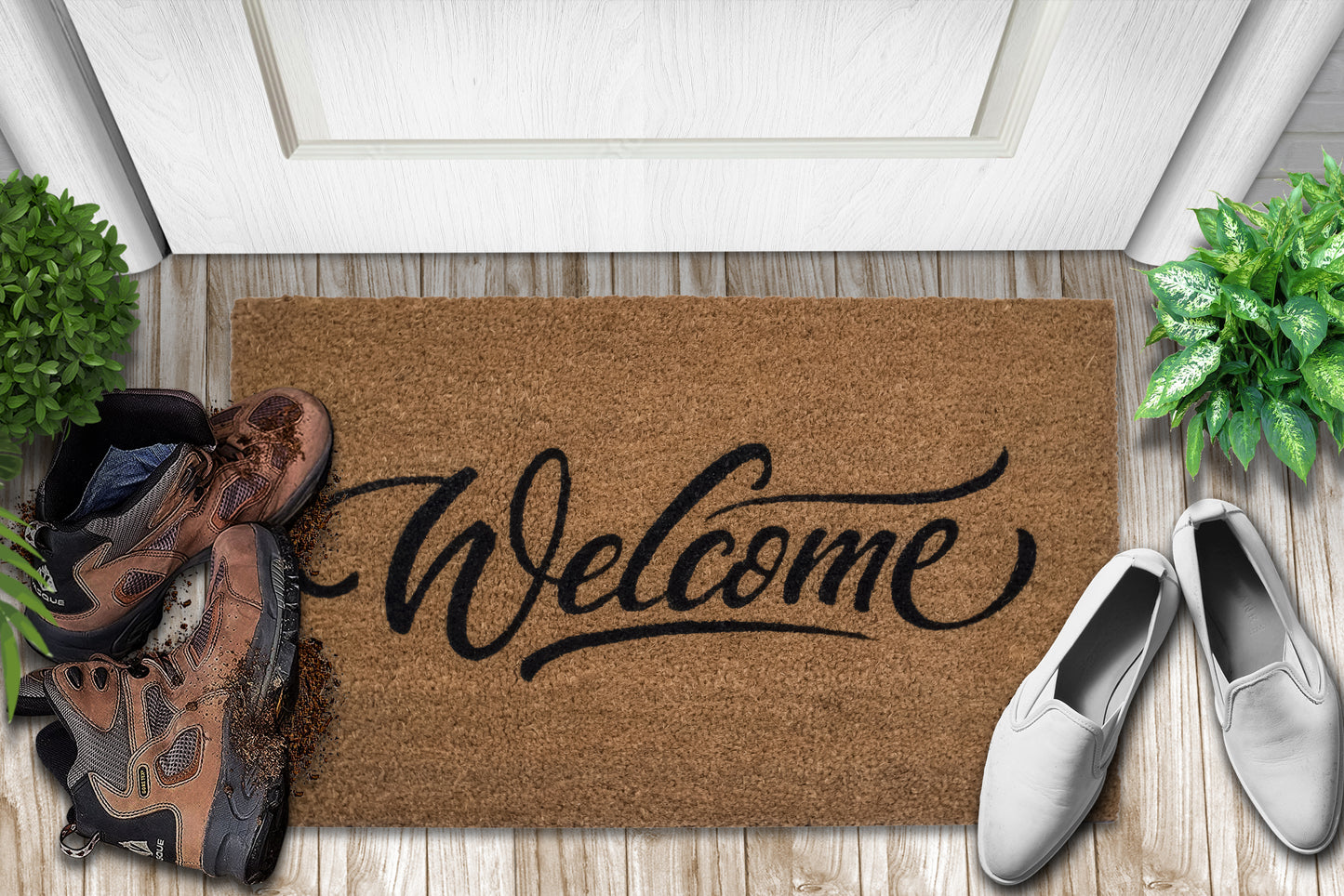 Welcome , Natural Coir Doormat With Non slip 30 x 18 Indoor and Outdoor Coir Mat