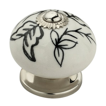 Designer 1-3/5 in. Black & White Cabinet Knob (Pack of 10)