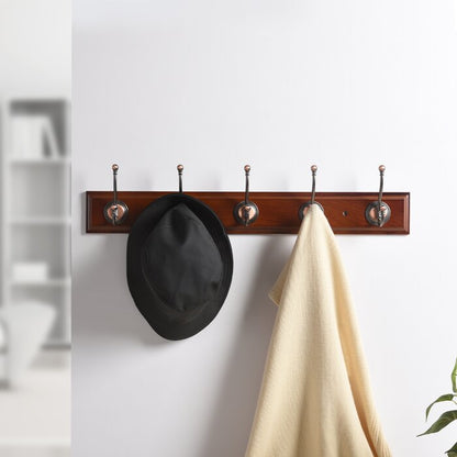 27'' Wide 5 - Hook Wall Mounted Coat Rack in Walnut/Oil Rubbed Bronze