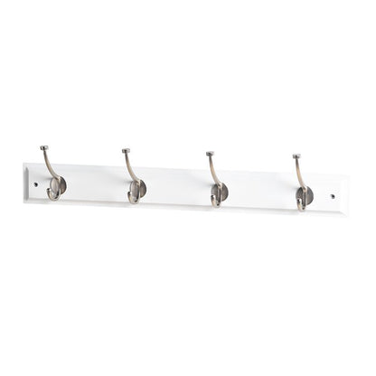 Eure 24'' Wide 4 - Hook Wall Mounted Coat Rack in White/Satin Nickel