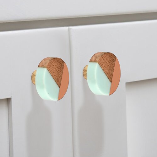 Mascot Hardware Fusion 1-1/2 in. (38mm) Cyan, Wood & Copper Cabinet Knob