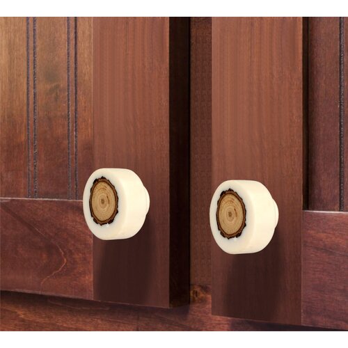 Mascot Hardware Fusion Log 1-2/5 in. (35mm) White & Light Brown Drawer Cabinet Knob