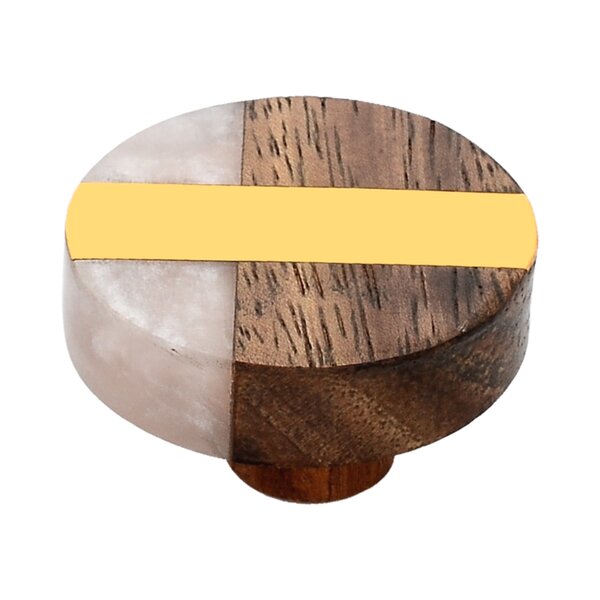 Fusion 1-1/2 in. Brass Bar & Marble Effect Cabinet Knob