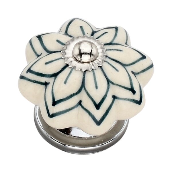 Mascot Hardware Green 1-4/7 in. Floral on White Cabinet Knob (Pack of 10)
