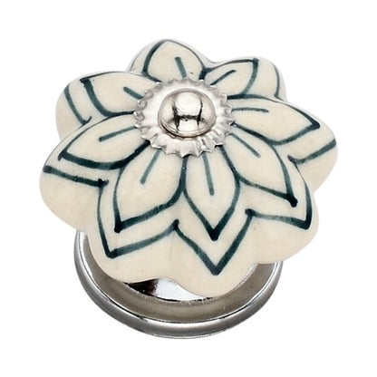 Mascot Hardware Green 1-4/7 in. Floral on White Cabinet Knob (Pack of 10)