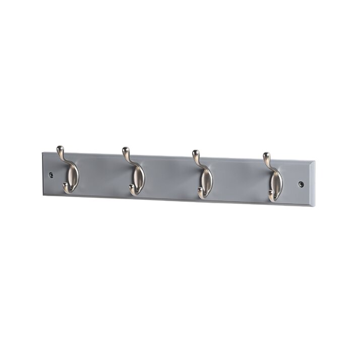 17-5/7 in. L Hat & Coat 4 Hooks on Black Hook Rail